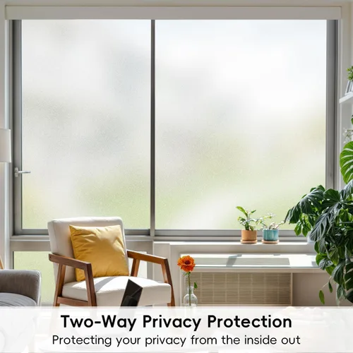 Miniatura 2 de DIFIT Película de privacidad para ventana, película de vidrio esmerilado, adherencia estática, reutilizable, opaca, con bloqueo UV, película de Puro