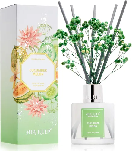 Miniatura 9 de Airkeep Juego de difusor de junco, 3.38 onzas líquidas (3.4 fl oz), difusor de aceite de niebla marina y sal marina con 8 varillas de caña, difusor