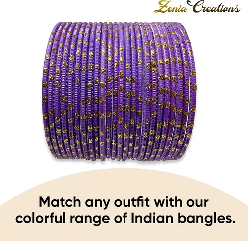 Miniatura 5 de Zenia Creations - Juego de pulseras de metal de 24 piezas, joyería étnica india para bodas, fiestas y uso diario de moda, pulseras coloridas