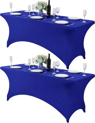 Miniatura 58 de Mantel de elastano para mesas de 4, 6 u 8 pies, mantel elástico universal ajustable para fiestas, banquetes, bodas y eventos - Verde manzana