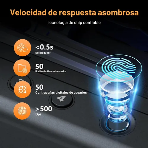 Miniatura 6 de PINEWORLD Caja fuerte para armas, caja de seguridad biométrica para pistola, caja fuerte para pistola con teclado retroiluminado de huellas