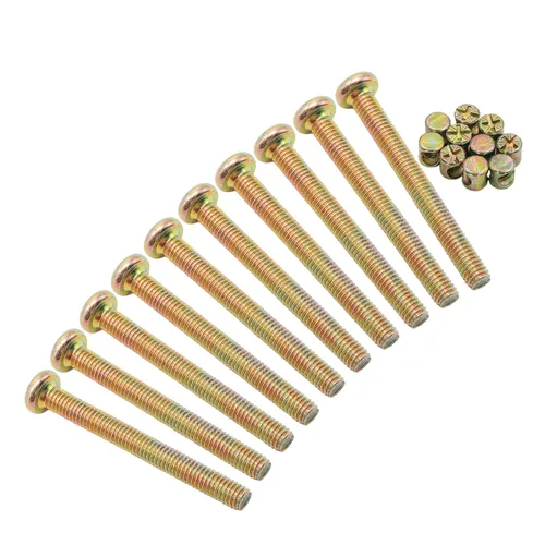 Juego de 10 tornillos hexagonales de cabeza redonda plana M6 x 2.165 in, perfectos para accesorios de cama de madre y bebé, galvanizados para una