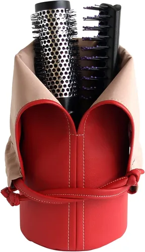 Soporte grande para brochas de maquillaje, bolsa de maquillaje roja, organizador de brochas de maquillaje hecho a mano, bolsa de cosméticos, bolsa