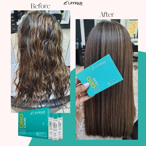 Miniatura 5 de UNNIQUE Oro Care - Ampollas para el cuidado del cabello postratamiento, extensor de tratamiento de queratina y tu seguro de queratina para bloquear