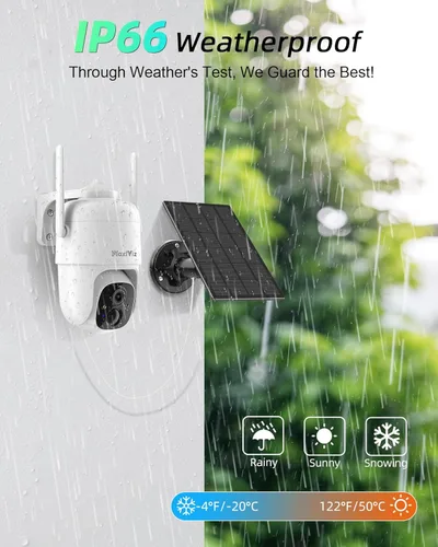 Miniatura 5 de Cámara de seguridad solar inalámbrica MaxiViz para exteriores, cámaras de seguridad para el hogar con panel solar, vista en vivo de 360°, visión