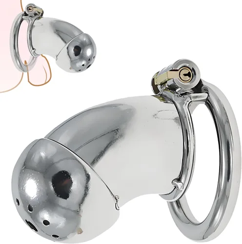Jaula de acero inoxidable para hombre con bloqueo de pene con cerradura de metal castidad dispositivo de castidad masculina jaula de polla juguetes