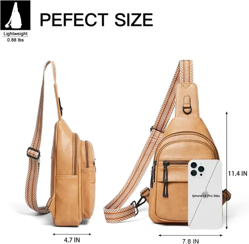 Miniatura 3 de Leresas Bolso bandolera de 7L para mujer, bolso cruzado, riñoneras, de cuero vegano, bolso de pecho de moda, de viaje, antirrobo