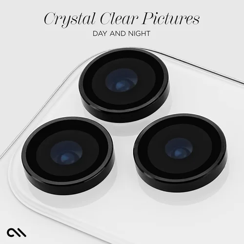 Miniatura 6 de Case-Mate Protector de lente de cámara con anillos negros de aluminio para iPhone 17 Pro Max/iPhone 17 Pro, doble vidrio templado, antiarañazos