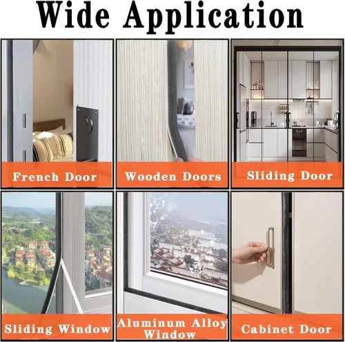 Miniatura 7 de Burlete autoadhesivo de 40 pies para puertas y ventanas, aislamiento acústico para puertas y ventanas, relleno de huecos para deslizar, frontal