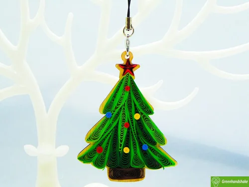 Miniatura 3 de Árbol de Navidad, decoración del hogar, decoración navideña, adorno hecho a mano, ornamento quilled, bolso, mochila, bolso, teléfono móvil
