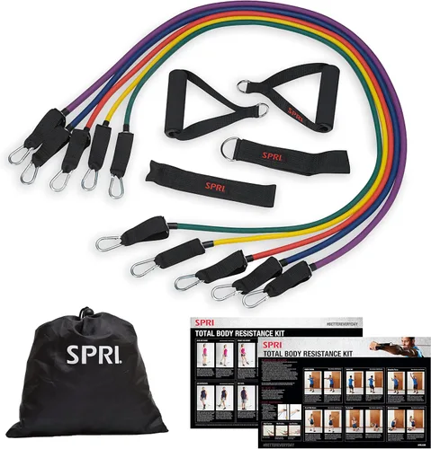Miniatura 2 de Kit de bandas de resistencia SPRI - Tubos intercambiables de entrenamiento de resistencia para tonificación de cuerpo completo - Incluye 5 bandas