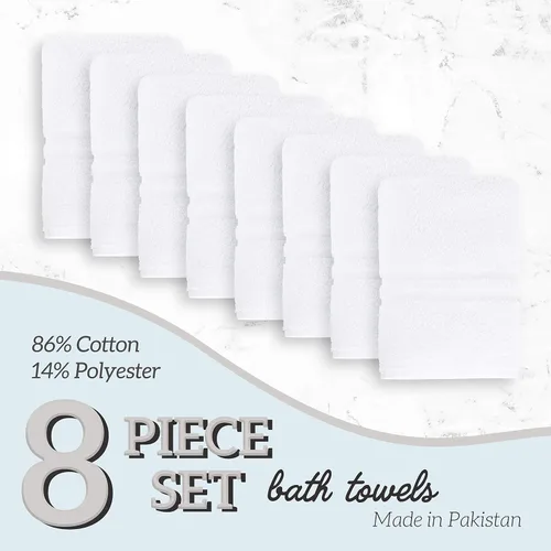 Miniatura 2 de GREEN LIFESTYLE Toalla de Baño de Lujo - Paquete de Toallas de Baño Grandes Blancas para Spa, Gimnasio, Baño, Hotel - 86% Algodón 14% Poliéster