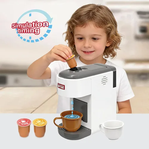 Miniatura 3 de Toys Barista Cafetera de juguete de cocina para niños con piezas móviles, accesorios de cocina, juego de café para niñas y niños, regalos