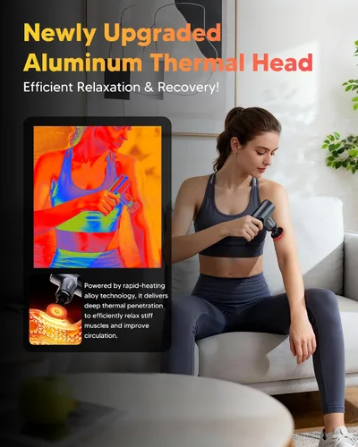 Miniatura 3 de arboleaf Mini pistola de masaje con calor, masajeador muscular de percusión para aliviar el dolor, portátil y silencioso, masajeador pequeño