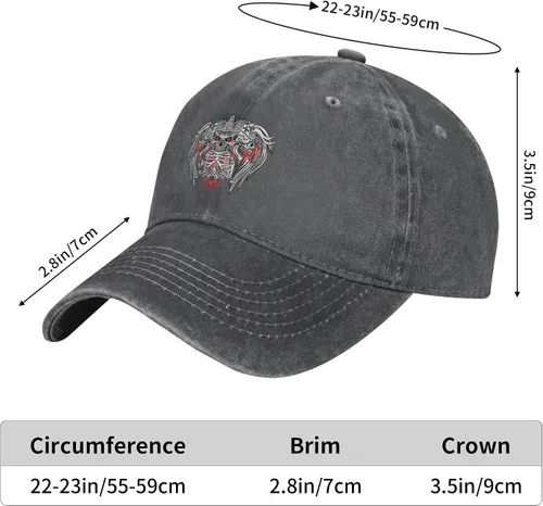 Miniatura 8 de Cowboy Hat Trendy Hats for Man and Women Djustable Four Season Outdoor Baseball Cap of Hell Skull with Angel Deep Heather