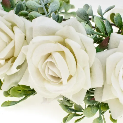 Miniatura 39 de Vividsun Corona floral de hoja verde para boda, corona de flores nupciales, accesorios de maternidad para fotos (A blanco)