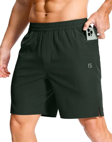 Miniatura 25 de GGJ Pantalones cortos deportivos ligeros para hombre con 2 bolsillos con cremallera de 7/5/9 pulgadas, pantalones cortos de tenis de secado rápido