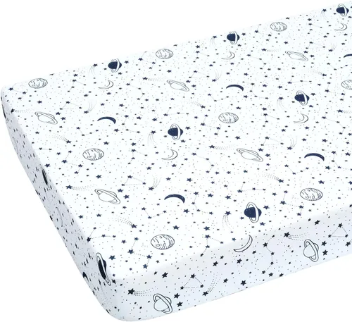 JISEN Sábana para cuna de bebé, 1 pieza, sábana bajera portátil para cunas estándar y colchones de niños pequeños, decoración de cama de guardería