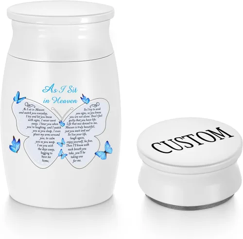 Miniatura 9 de Urnas pequeñas para cenizas humanas de 3 pulgadas, mini urna conmemorativa de aluminio, pequeña urna de recuerdo, mariposa, mini cremación, urna