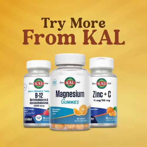 Miniatura 6 de KAL Vitamina B12 metilcobalamina y adenosilcobalamina 2000 mcg ActivMelt, suplementos energéticos B12, metabolismo, nervio, soporte de glóbulos