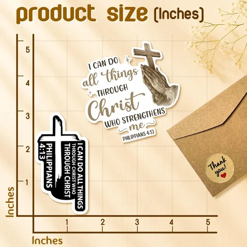 Miniatura 4 de (4 piezas) Calcomanías cristianas – Calcomanías de vinilo impermeables con versículo de la Biblia para laptop, botella de agua, automóvil