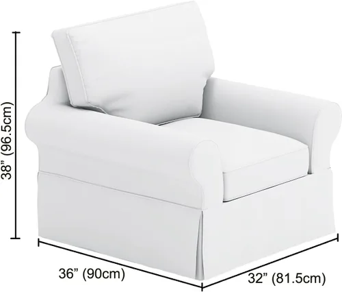 Miniatura 3 de La funda para silla de algodón pesado es de repuesto para sofá. Se adapta a sillas básicas Pottery Barn PB (39.5 pulgadas de ancho, no silla grande)
