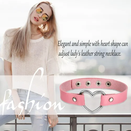 Miniatura 6 de OIDEA Adjustable Leather Heart Charm Choker Necklace for Women - Party Cosplay Halloween Decorations