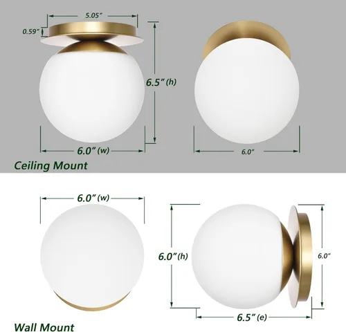 Miniatura 3 de Apliques de Pared, 1 Luz Aplique Moderno de Globo en Latón Envejecido, Luz de Pared para Dormitorio Baño Sala de Estar y Pasillo Iluminación