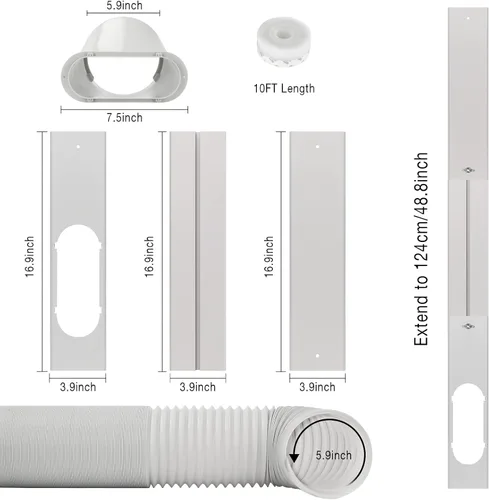 Miniatura 2 de HOXHA Kit de ventilación de ventana de aire acondicionado, kit universal de ventana ajustable con manguera de escape de 5.9 pulgadas de diámetro