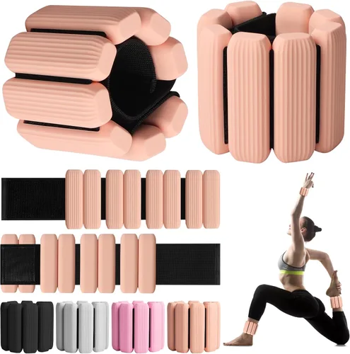 Miniatura 9 de Pesas de muñeca, paquete de 2 pesas ajustables para muñeca y tobillo para mujeres/hombres, brazaletes de muñeca de silicona para caminar, yoga, Negro