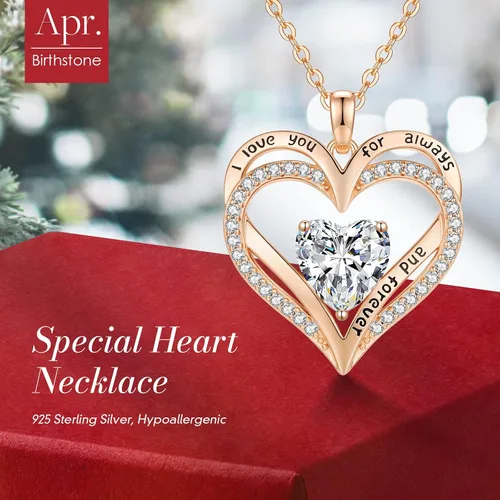 Miniatura 11 de CDE Collares de piedra natal para mujer, plata de ley 925, collar con colgante de corazón para siempre, Navidad, cumpleaños, aniversario, día de San