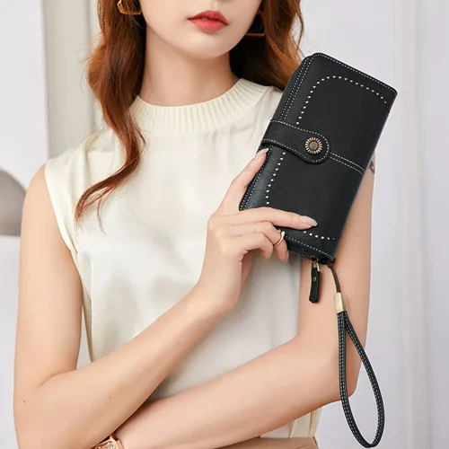 Miniatura 6 de JEVIYO Cartera para mujer con bloqueo RFID monederos pequeños para mujer a negro Casual