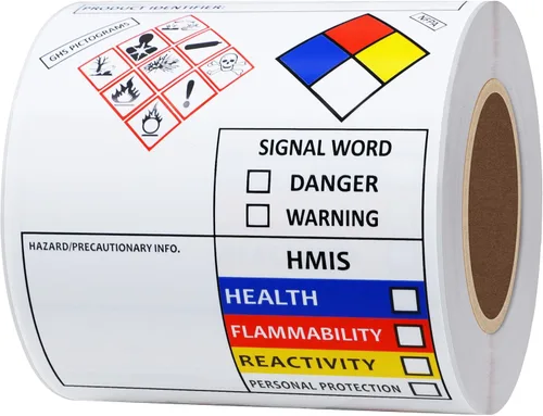SDS OSHA Etiquetas de Datos para Seguridad Química 3×4 Pulgadas Pegatinas MSDS con Pictogramas GHS HMIS y Cumplimiento de Peligros para Contenedores