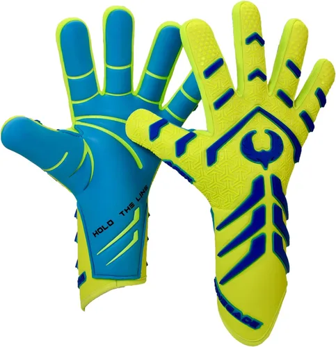 Miniatura 13 de Guantes de portero profesionales sin correa Renegade GK Apex (tallas 6-12, nivel 5.5) 4+5MM de agarre de contacto de corte negativo Guantes