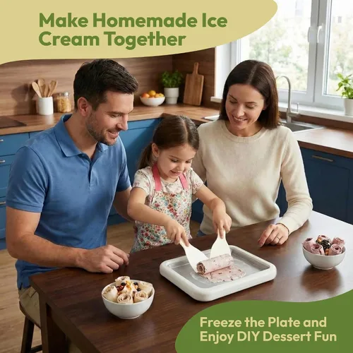 Miniatura 2 de Máquina de helados enrollados, rodillo de bandeja de congelación instantánea para rollo de helado casero de yogur congelado y sorbete de gelato