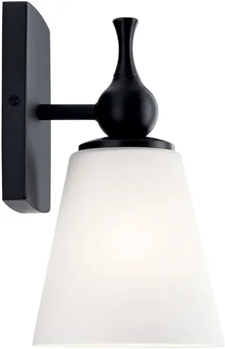 Miniatura 2 de Kichler Cosabella™ - Aplique de pared con 1 luz de 6 pulgadas con estuche grabado satinado ópalo en níquel pulido
