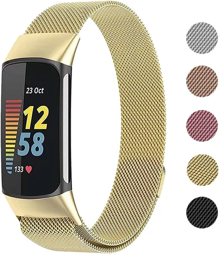 Miniatura 11 de Bandas de malla metálica para Fitbit Charge 5/Charge 6 Band para mujeres y hombres, correas ajustables de acero inoxidable de repuesto para Charge