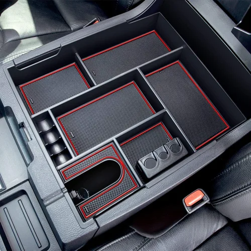 JDMCAR Compatible con Accesorios Toyota Tundra 2014-2021 Organizador de Consola Central, Bandeja de Inserción de Materiales ABS Negros, Caja de