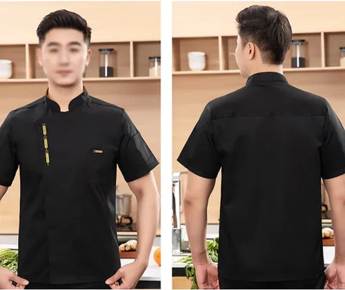 Miniatura 2 de Mujeres Hombres Chef Uniformes Manga Corta Chef Ropa Botón Chef Abrigos Ropa para Restaurante Hotel Hogar