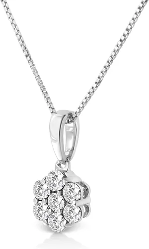 Miniatura 2 de Haus of Brilliance . Collar con colgante de plata de ley 925 de 12 qttw cultivado en laboratorio con 7 piedras en racimo floral de 18 pulgadas