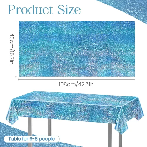 Miniatura 2 de Just Shimmer Mantel holográfico azul claro de 40" x 108" Decoración de fiesta rosa fuerte Día de San Valentín Fiesta de cumpleaños Decoración