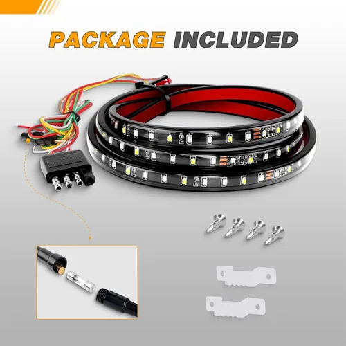 Miniatura 5 de GOOACC - Tira de luz para portón trasero de camioneta de 48"/49", 5 funciones, 90 LED rojo/blanco de una sola fila, iluminación trasera universal