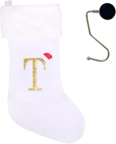 Miniatura 67 de Medias de Navidad de 20 pulgadas con monograma, letras, medias súper suaves grandes de Navidad, medias de monograma rojo para Navidad, regalo