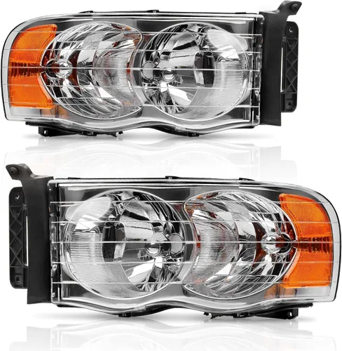 Miniatura 12 de DWVO Conjunto de faros compatible con 1994-2001 Dodge Ram 1500/94-02 Dodge Ram 2500 3500/95-02 Dodge Ram 4000 Carcasa negra sin DRL