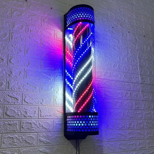 Miniatura 6 de Luz LED giratoria colorida de 35.4 pulgadas, poste de peluquería, postes de peluquería al aire libre, letreros de barbería para barbería, luz