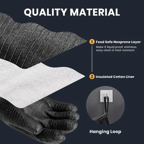 Miniatura 4 de GEEKHOM Guantes resistentes al calor de 14 pulgadas 932°F para asar a la parrilla, guantes de cocina impermeables de manga larga antideslizantes