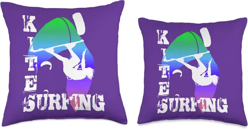 Miniatura 3 de Kitesurf Gifts and Surf Lover Tees by taiche Surfing with Freestyle Kitesurfer and Kite 16 Throw Pillow, 16x16, Multicolor