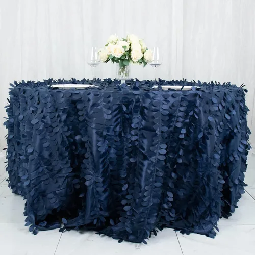 Miniatura 41 de TABLECLOTHSFACTORY - Mantel cuadrado de tela de tafetán de pétalos de hojas 3D de 54 pulgadas, color negro