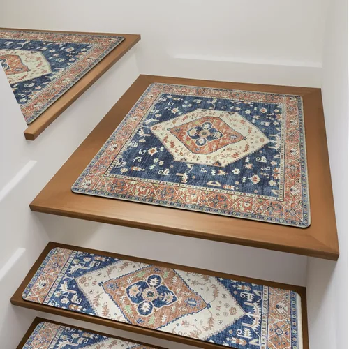 Miniatura 10 de OJIA Peldaños de escalera antideslizantes para escalones de madera en interiores, 15 piezas de 8"x30" alfombras con respaldo de goma para peldaños