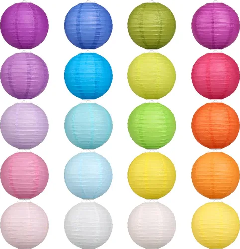 LIHAO 20 linternas de papel multicolor, 6 pulgadas decorativas colgantes chinas, japonesas, lámparas para decoración del hogar, fiestas y bodas